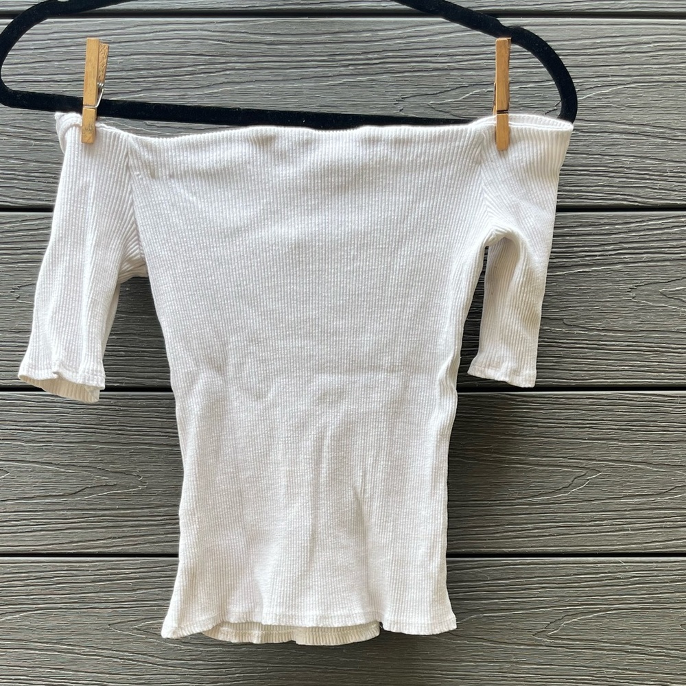 Off shoulder white top